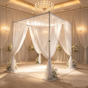 Kit de draperies et de supports pour pavillon carré de mariage, personnalisé et économique, pour la décoration de fond d'événement - Product Image 1