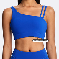 Soutien-gorge de sport asymétrique personnalisé pour l'entraînement, en nylon recyclé respirant de haute qualité, avec bretelles et extensibilité quadridirectionnelle, taille moyenne