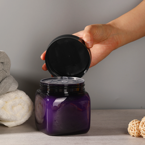 Étiquette personnalisée 300ml 700ml grands contenants cosmétiques carrés en plastique de crème jaune or rouge pot carré en plastique lotion huiles essentielles - Product Image 4