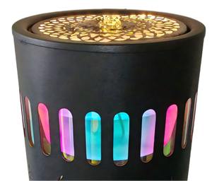 Fontaine d'eau moderne noire sur pied avec découpes florales LED colorées, cascade intérieure pour la décoration de la maison, du bureau ou du hall - Product Image 6