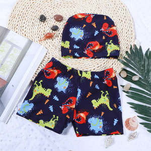 Bañador para niños con gorro y estampado de dinosaurio, de secado rápido, UPF50+, para nadar al aire libre, talla 3-8 - Product Image 1