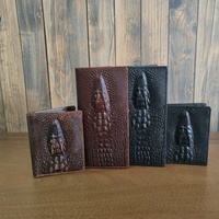 Grosir Pabrik dompet panjang dompet tekstur kulit buaya kulit asli tas tangan logo kulit kustom dompet uang untuk pria