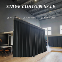 Rideau de scène moderne plissé en vente chaude, rail motorisé robuste pour théâtre, école, auditorium, techniques de tissage, 100% polyester