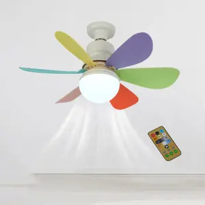 2024 nuova luce del ventilatore dimmerabile di vendita calda Mini camera per bambini colorato ventilatore a soffitto con telecomando leggero