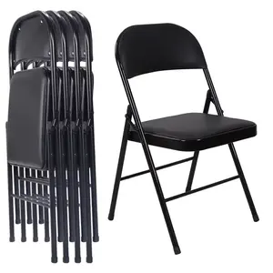 Acero de venta directa de fábrica con sillas plegables de metal tapizadas con recubrimiento en polvo para eventos