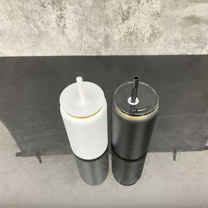 Gold Underneath Metal 16oz Stainless Steel Can Tumbler for Laser Etch with Clear Plastic Straws - Product Image 3