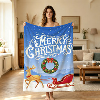 Couverture Polaire de Noël en Gros, Motif Père Noël et Sapin, Idéale pour Salon, Chambre d'Enfant, Canapé – Collection Hiver