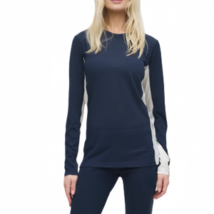 Maglia a Collo Tondo da <span class=keywords><strong>Donna</strong></span> in 100% <span class=keywords><strong>Lana</strong></span> Merino, Strato Base a Maniche Lunghe con Blocchi <span class=keywords><strong>di</strong></span> Colore, Intimo per Sport - Product Image 3