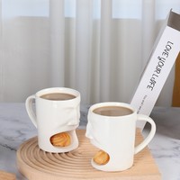 Cadeaux d'Halloween en céramique Tasse à café en céramique drôle avec visage humain 3D avec poche à biscuits Sachet de thé Porte-biscuits