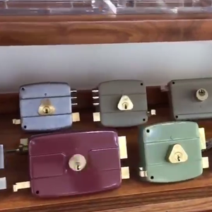 Poignées de porte de sécurité en laiton antique 540 Moyen-Orient, serrure à pêne dormant ronde à 3 points, serrure de porte de jardin en fer avec poignées et clés - Product Image 3