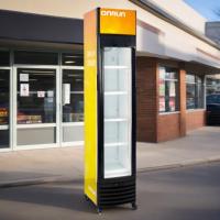 Réfrigérateur vertical à porte vitrée de 150 L, refroidissement par air, capacité de 100 bouteilles, verrouillage de la porte, équipement de réfrigération commercial