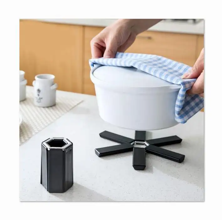 Simple kitchen folding non-slip pot holder cross heat mat heat-resistant drying rack placemat kitchen supplies