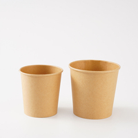 Gobelet jetable 20oz en papier kraft doré à paroi simple, récipient pour porridge avec couvercle assorti, compatible alimentaire, portable pour nouilles à emporter