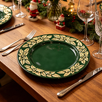 Assiettes de Présentation Vertes Réutilisables en PP pour Noël, Vente en Gros, OEM, pour Mariages, Centres de Table Festifs et Décoration de Table