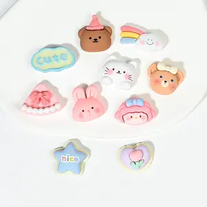 Star Clouds Rabbit Bear Phone Case Hairpin DIY Cream Glue Accessories beads plastic resin charms