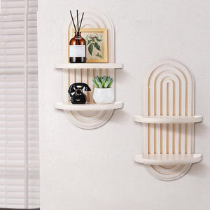 מדפי עץ צפים דו-שכבתיים לקיר, מדף קיר מודרני עם עיצוב עץ קשתי, מדפי קשת צפים כפולים בסגנון אמצע המאה - Product Image 6
