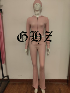 Pantaloni giacca con cappuccio da donna Y2K Set Yoga Logo personalizzato 2 pezzi top lunghi modello di <span class=keywords><strong>abbigliamento</strong></span> decorazione dei produttori di tuta - Product Image 5