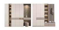 Meuble à chaussures et étagère flottante d'entrée de style simple et populaire pour porche compact, intégration décorative pour l'aménagement domestique
