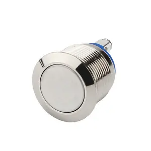 Good quality 19mm flat head unlocked metal push button switch without light