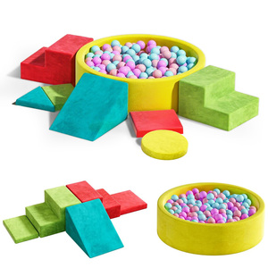 Set da arrampicata in schiuma da 8 pezzi per bambini + giocattoli morbidi da interno per bambini da 1 a 3 anni, con gradini e rampa a triangolo - Product Image 1
