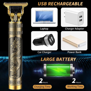 Bán Buôn Có Thể Sạc Lại Điện Râu Máy Cạo Râu T Lưỡi Máy Khắc Tóc Tông Đơ Cho Người Đàn Ông Đầu Dầu Kim Loại - Product Image 6