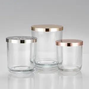 Cambridge Style Glass Candle Jar With Metal Lid Iron For Candle Making