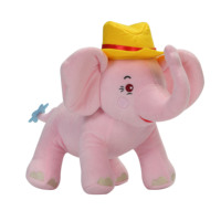 Peluche Éléphant Rembourrée en Coton PP, Personnalisable, avec Chapeau Jaune – Nouveauté Tendance