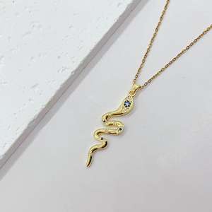 Colgante de serpiente de circón con microincrustaciones creativas americanas europeas Collar de acero de titanio Personalidades Accesorios de moda - Product Image 2