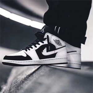 <span class=keywords><strong>Chaussures</strong></span> de <span class=keywords><strong>basket</strong></span>-ball AJ1 à tige haute, design Smoke Gray Panda Chicago, <span class=keywords><strong>chaussures</strong></span> de sport décontractées pour hommes et femmes, noir, blanc, bleu - Product Image 4