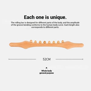 Ensemble de massage en bois de hêtre massif pour la thérapie lymphatique et la gua sha, comprenant un bâton de massage roulant, une planche de raclage et une ventouse de massage pour la tête. - Product Image 5