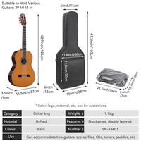Sac de guitare étanche et durable personnalisé en gros sac de transport pour guitare acoustique à double bandoulière réglable