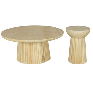 โต๊ะกาแฟทำจากไม้มะม่วงแข็งทนทานโต๊ะกาแฟทรงกลมดีไซน์เรียบง่ายทันสมัยเฟอร์นิเจอร์ตกแต่งห้องนั่งเล่นตามธรรมชาติ - Product Image 3