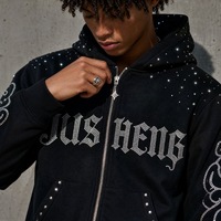 Ensemble 2 pièces streetwear hip-hop vintage pour homme grande taille, délavé à l'acide, avec strass All Star, sérigraphie et rivets métalliques, vente en gros