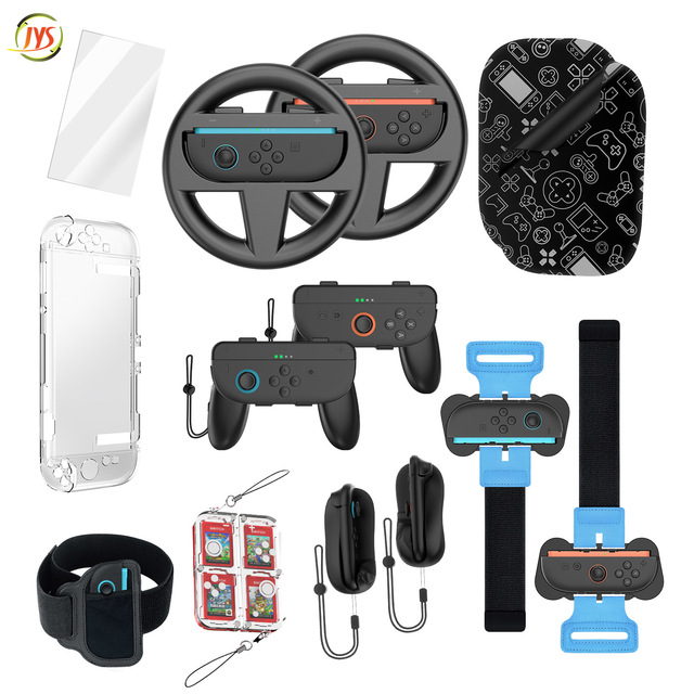 14-in-1 Sports Accessories Bundle for Nintendo Switch 2 Family Party Kit with Steering Wheel Wrist&Leg Straps for Switch2 Pack