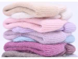 Haute qualité décontracté Angora longue fourrure de lapin cachemire laine hiver luxe <span class=keywords><strong>moelleux</strong></span> filles femmes Beanie Gorras Jacquard tricoté chapeau - Product Image 3