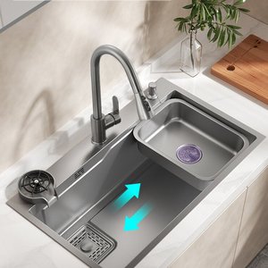 Fregadero Doble de Cocina de Acero Inoxidable 304 Hecho a Mano, Fácil Instalación, Sin Decoloración, con un Solo Orificio, para Hoteles - Product Image 2