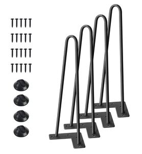 Meilleures pattes de table en fer noir de 16 pouces, 2 tiges, pour table basse, salon, appartement, atelier, hôpital, usage extérieur - Product Image 2