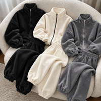 Ensemble jogging et veste zippée en velours pour femme, tenue décontractée deux pièces longue en polyester et élasthanne, fournisseur en gros, vêtements d'intérieur automne