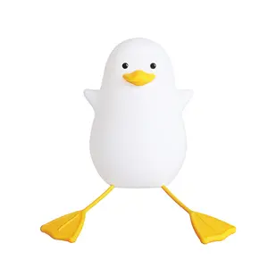 LED lying duck soft silicone light flap sensing bedside bedroom nightlight with mobile phone holder