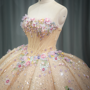 Jancember 1239 Vestidos románticos sin tirantes con lentejuelas y perlas para baile de noche - Product Image 1