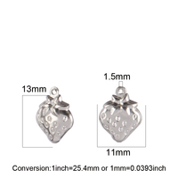 5 pièces en acier inoxydable fruits fraise pendentifs breloques en métal classiques pour la fabrication de bijoux à bricoler soi-même pour enfants pour boucles d'oreilles colliers
