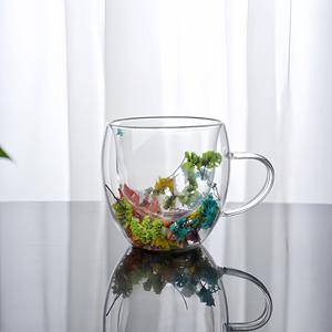 Tasse en verre borosilicate haute résistance, tasse à fleurs séchées à double paroi, tasse à café en verre résistant aux hautes températures - Product Image 3