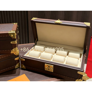 8 Slots Vintage Leather <b>Watch</b> Box Retro Suitcase Design <b>Watch</b> Storage <b>Case</b> High End <b>Watch</b> Collection Display Box For Wholesale - Product Image 3