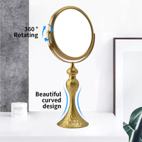 Miroir de Maquillage Portable en Métal Doré avec Logo Personnalisé, Miroir de Bureau Compact Double Face avec Loupe 5X/7X pour le Maquillage
