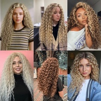 Lot de 3 extensions de cheveux tressés au crochet de 300 grammes, couleur gris, 22 pouces, Ariell Deep Water Twist, blond piano bouclé, haute température
