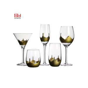 Juego <span class=keywords><strong>de</strong></span> 5 Copas <span class=keywords><strong>de</strong></span> <span class=keywords><strong>Vino</strong></span> <span class=keywords><strong>de</strong></span> Lujo Sunyo Hechas a Mano, Pintadas en Oro, Grabadas y Libres <span class=keywords><strong>de</strong></span> Plomo, con Capacidad <span class=keywords><strong>de</strong></span> 350 ml, Venta al por Mayor para <span class=keywords><strong>Vino</strong></span> Tinto - Product Image 1