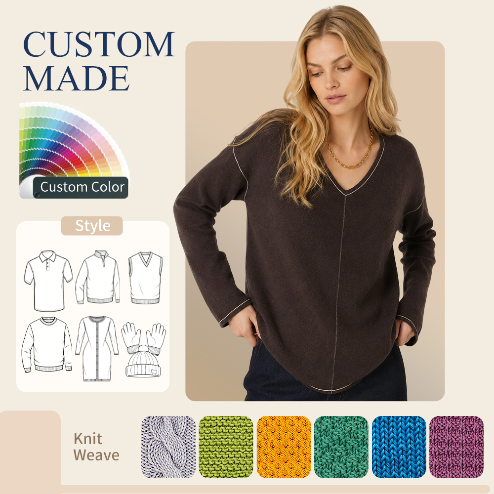 Direct Selling Long Sleeve Women's Sweater Pure Cashmere V-Neck Jumper Knitwear For Casual