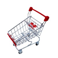 Mini chariot de courses en métal pour enfants, chariot de supermarché sur roulettes, jouet de simulation, chariot d'épicerie mignon, miniatures de dessins animés, décoration de la maison