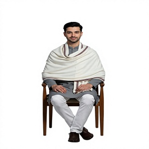 Men's <b>Wool</b> Shawl Long Winter <b>Wrap</b> with Geometric Pattern Embroidered Border Quick-Dry & Breathable for Daily Use - Product Image 3