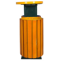 Poubelle à déchets en acier et bois à deux compartiments, en métal pour l'extérieur, classification des déchets, 830*380*885mm pour le jardin, seau à ordures au sol